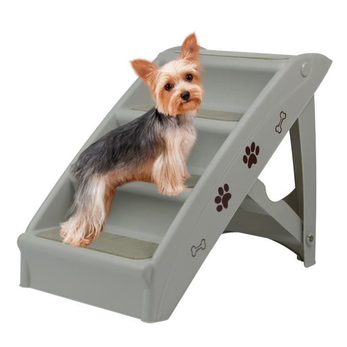 Comparer les prix de Yrhome escalier pour animaux de compagnie, 4 marches en plastique antidérapant pour chats/chiens, gris - Pont - Escalier