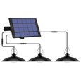 Shed solaire LED Lampe suspension solaire Hanging Lustre étanche avec 3 têtes pour le jardin extérieur Cour Patio Couloir-1