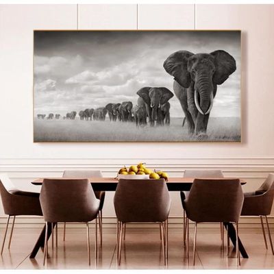 Tableau Murale Animaux Sauvages - Éléphant, Zèbre, Lion - 40x60 Cm X3 - Toile Moderne Sans Cadre