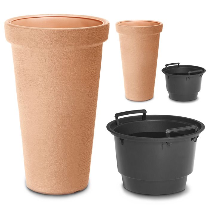 Balconnière XXL Avec Irrigation 100 Cm + Soucoupe 97 Cm Anthracite - Résistante Aux UV, Plastique Haute Qualité