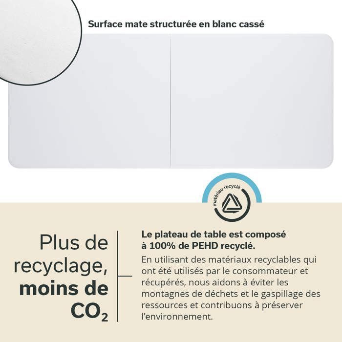 Table Pliante De Jardin Skandika MASI 180 Cm - Charge 200 Kg, En Polyéthylène Recyclé, Résistante Aux Intempéries