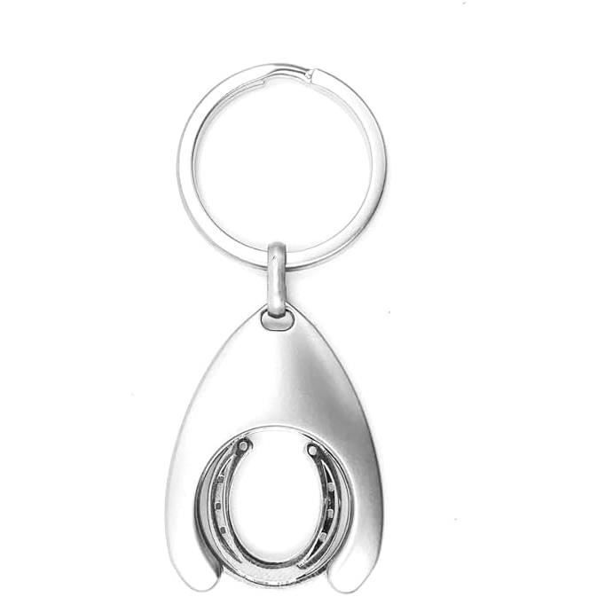 Lot De 4 Porte-clés Pour Caddie - Pièce/jeton De 1€ - En Acier Inoxydable Argenté