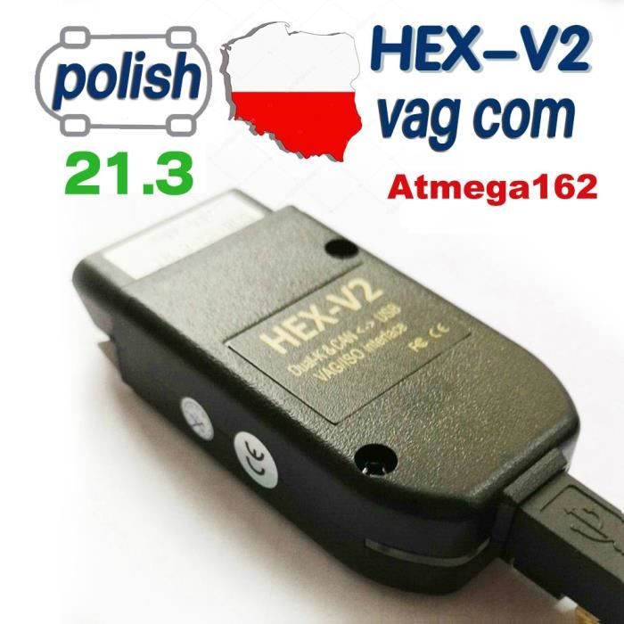 High Vagcom 21.3.0 Vag Com 20.4 Interfaz hexagonal V2 más reciente  compatible con Skoda Seat Vag 20.12 Inglés Polaco Alemán Francés Español