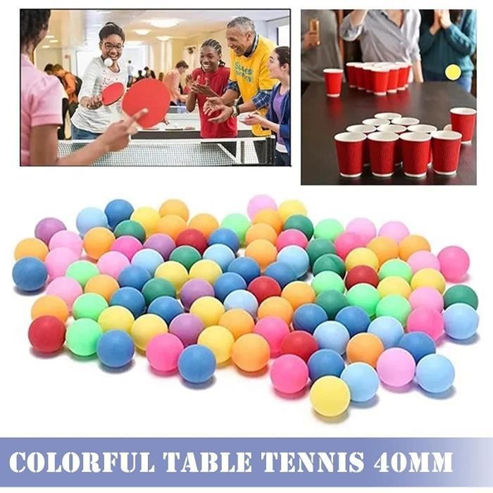 Lot de 50 balles de ping-pong colorées de 40 mm pour décoration de