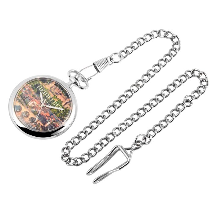 Montre De Poche Analogique Argentée – Mouvement Quartz, Chaîne 36 Cm, Boîtier Métal 47 Mm, Gravable - 10