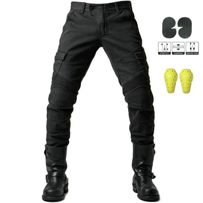 Homme Moto Jeans Motards Pantalon Renforcée Protection Motorcycle Pants  Pantalon de Moto avec Coussinets Amovibles,Noir - Cdiscount Auto