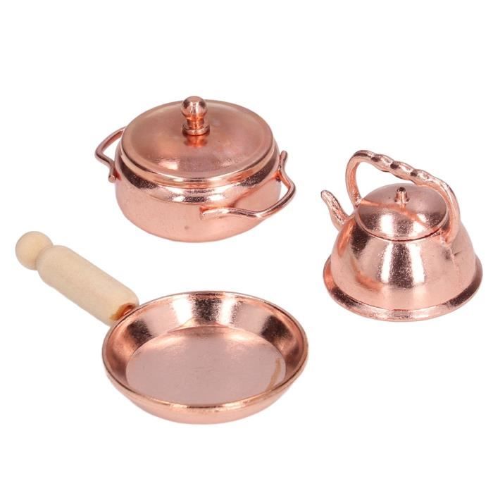 Set Miniature 1/12 – Poêle, Marmite Et Bouilloire Pour Maison De Poupée