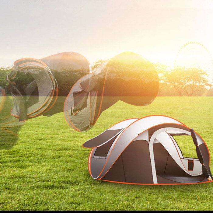 Tente de camping automatique pop up 2-3 pers. gris clair gris