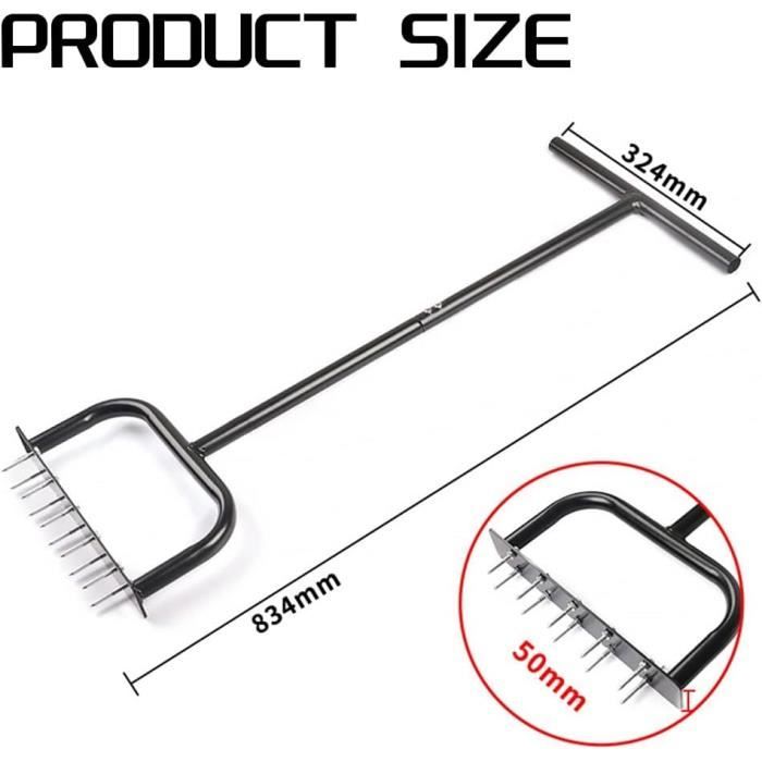 YWNYT Aérateur De Pelouse Manuel 2 En 1 Avec 3 Dents Creuses