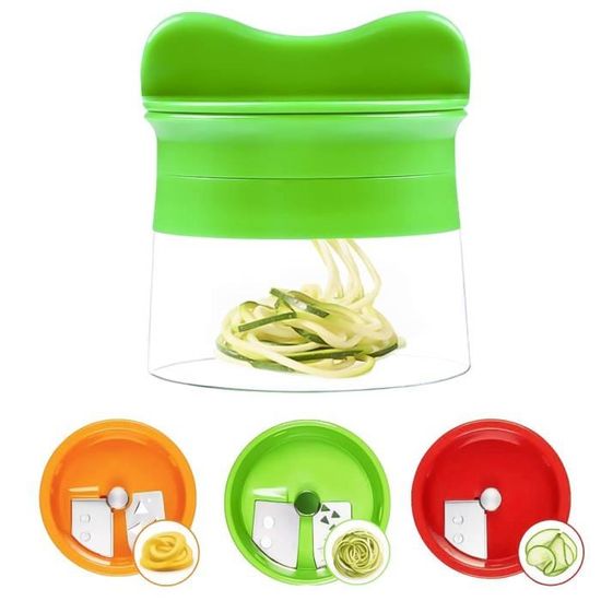Spiraliseur 3 En 1 Pour Légumes - Coupe Courgettes, Carottes, Concombres En Spaghettis Et Rubans - Accessoire Cuisine Saine