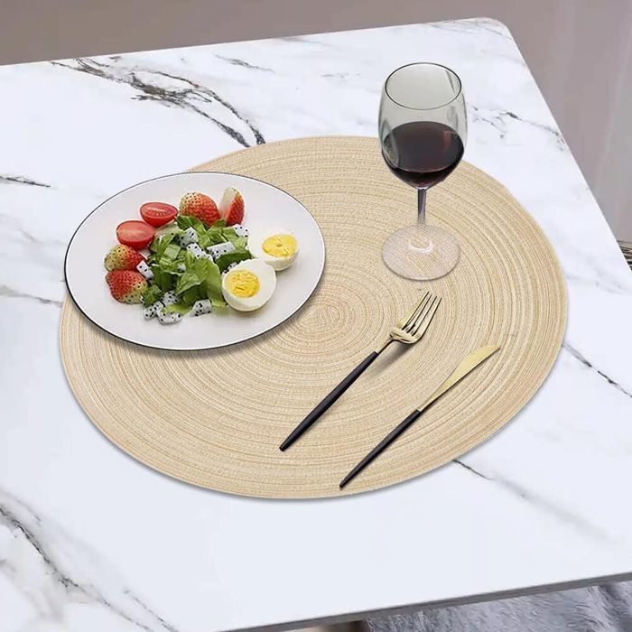 Set De Table Tressé Rond - Jaune Moutarde - D.38 Cm | , Créateur D'intérieur