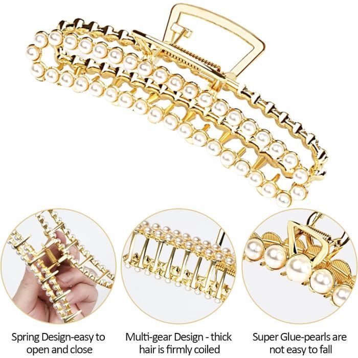 Pince à Cheveux Barrette Perle Et Argent - Neuf Sans étiquette - Accessoire Coiffure Femme