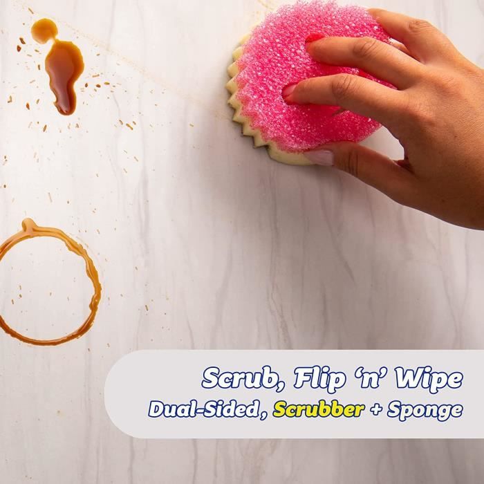 Scrub Mommy Éponge Lavable Anti Scratch Double Face - Eponge Vaisselle,  Cuisine et Salle de Bain - Anti-Rayures, [7] - Cdiscount Au quotidien