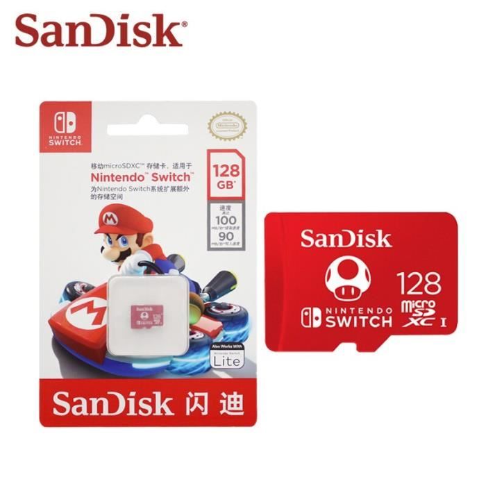 Lot de 2 SanDisk Carte microSDXC UHS-I pour Nintendo Switch 128 Go  100/90Mb/s - Produit sous licence Nintendo - Cdiscount Appareil Photo