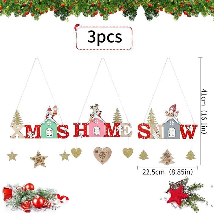 KIT DE DECORATION Lettres D'arbre De Noël En Bois Peintes Bureau Petite