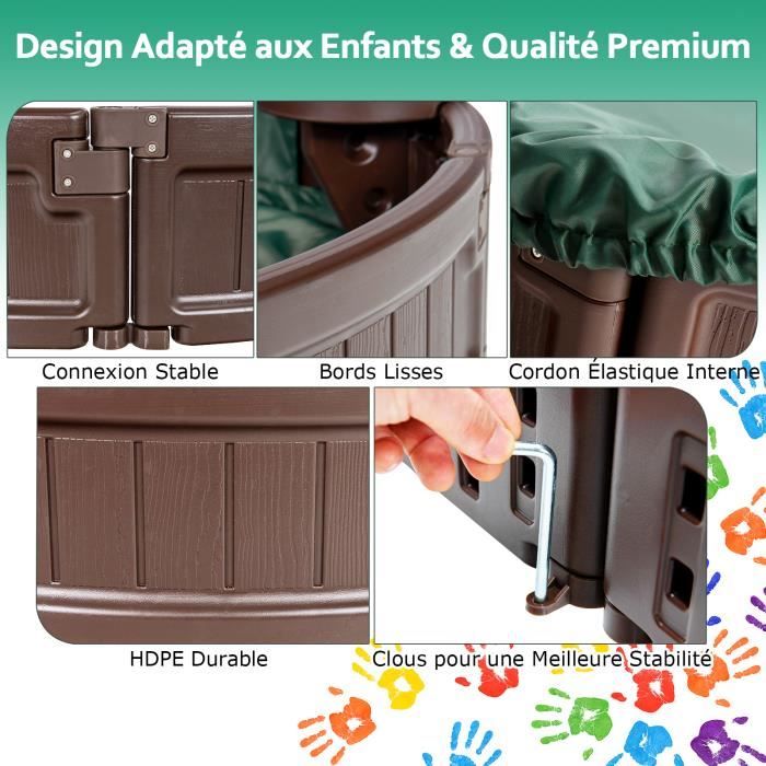 Bac à Sable En Bois Pour Enfants, Motif Galion, Avec 2 Marches, Banc Avec Rangement, Drapeau Et Roue, Bac à Sable De Jardin Pour Enfants De 3 Ans Et Plus 158 X 78 X 455 Cm Naturel 225497795