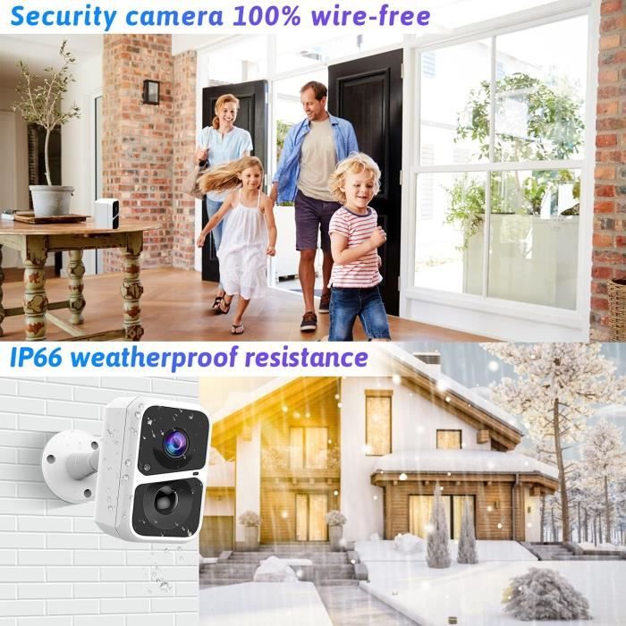 Camera Surveillance Sur Batteries Rechargeable 1080P Caméra De Surveillance  Wifi Exterieure Sans Fil Batterie De 5200 Mah,Ave[H781] - Cdiscount  Bricolage