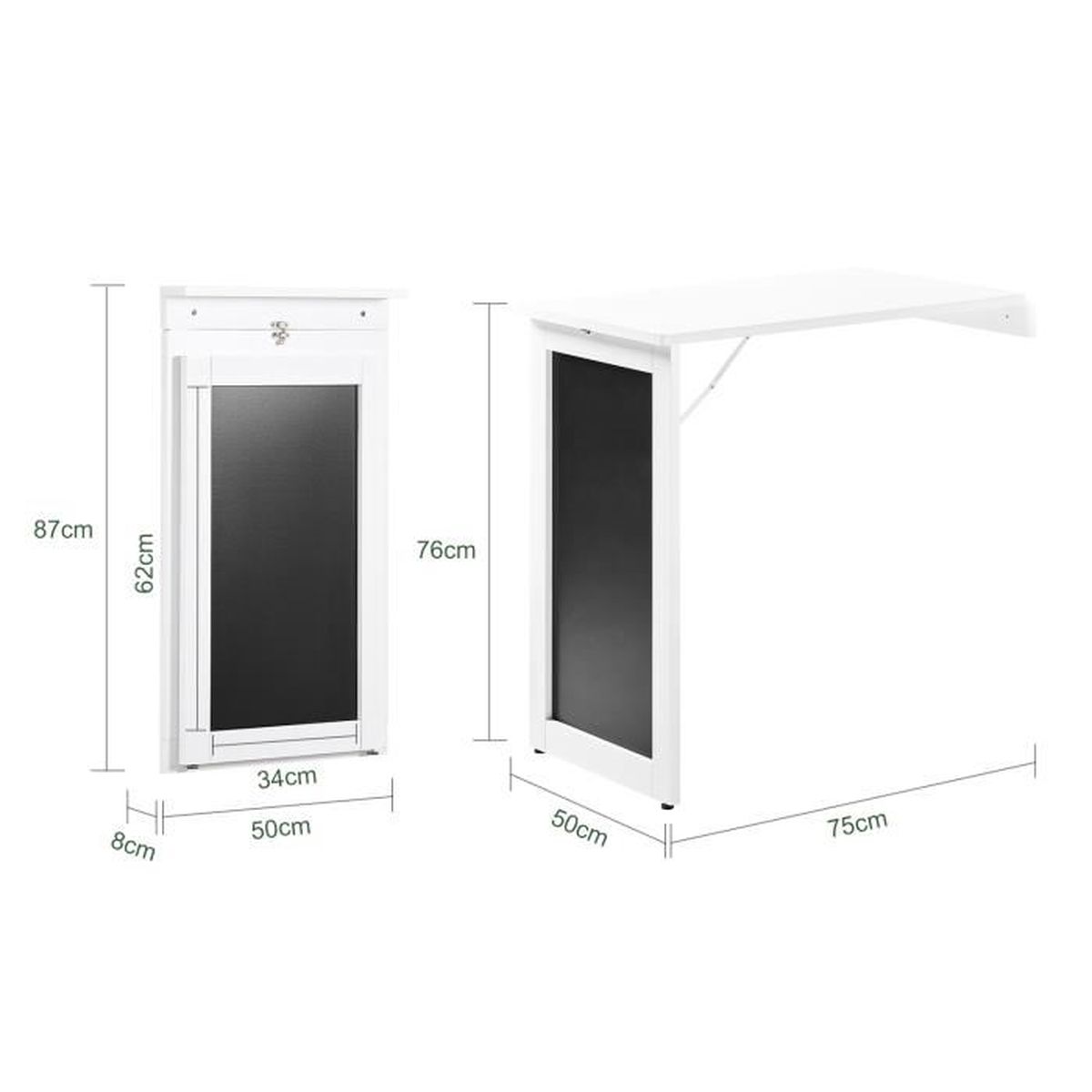 SoBuy® FWT20-W Table Pliable Murale Bureau avec Mémo Board Blanc 