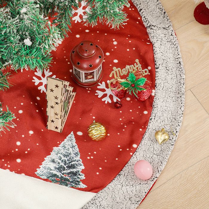 Sapin De Noel 120cm Mateju Jupe De Sapin De Noël Rouge Blanc, Imprimé Tapis De Sapin De Noël Rond Couverture D'arbre De Noël Pour Décorations Fête De Noël, Maison, Vacances (36inch,Rouge Sapin