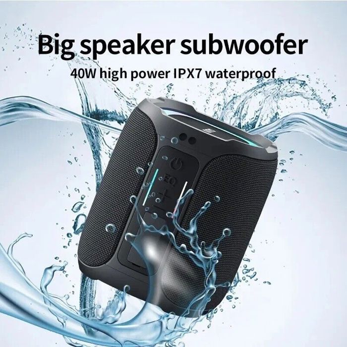 Enceinte Bluetooth 5.0 SWZEC Snapbuy : Son Puissant 360°, Étanche IPX7, 24h D'autonomie Et Lumières LED Rythmées - Noir