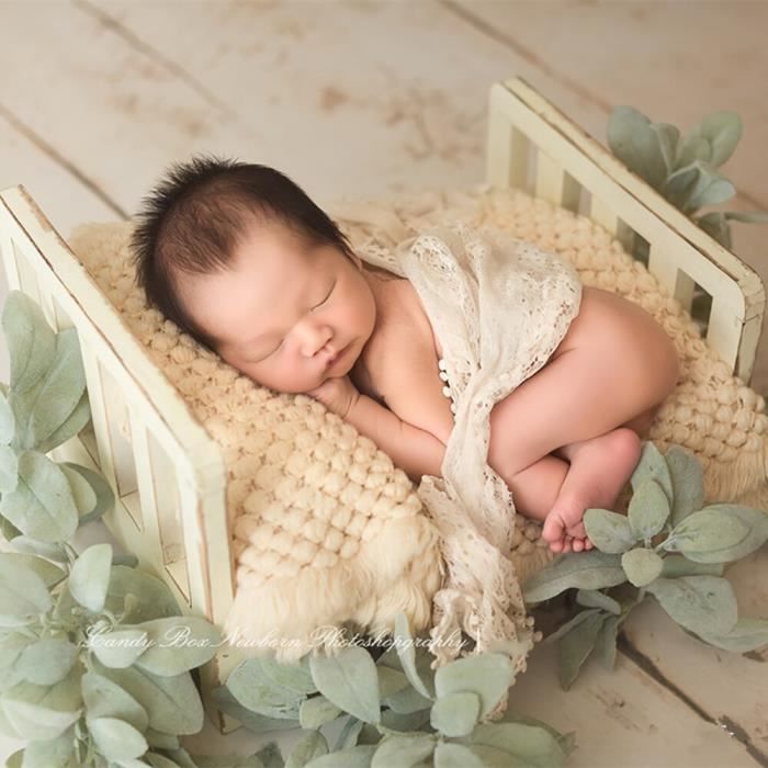 Accessoire De Photo Pour Nouveau-né - Balançoire En Bois Et Coton - 29,5x12,5x2 Cm - Pour Séance Photo Bébé - 5
