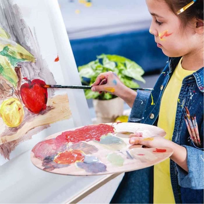 Palette De Peinture En Bois Ovale 30x20cm - Avec Trou De Pouce Pour Aquarelle, Acrylique Et Huile