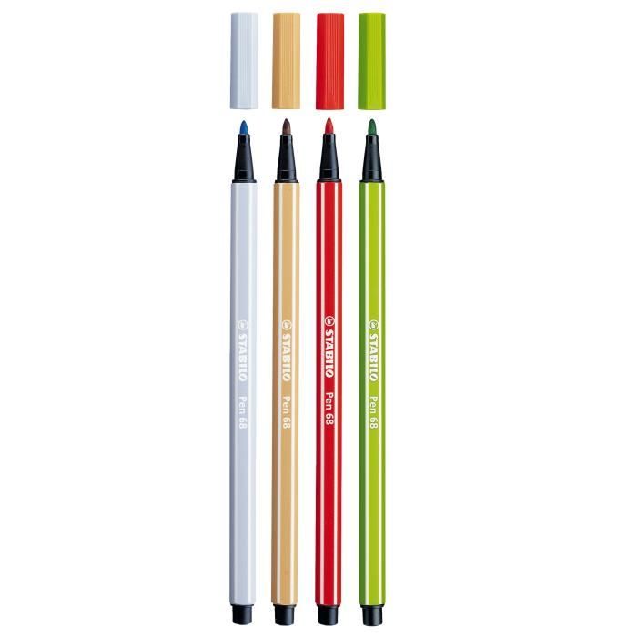 STABILO Pochette de 15 feutres de coloriage Pen 68 coloris pastel assortis