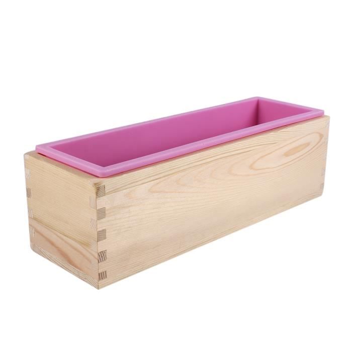 Moule à savon rectangulaire de silicone avec boîte en bois pour la  fabrication de savon