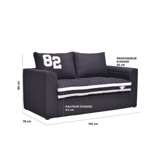 hexagone canape droit convertible deplimousse 2 places jeff tissu bleu et blanc contemporain l 153 x p 78 cm achat vente canape sofa divan cdiscount