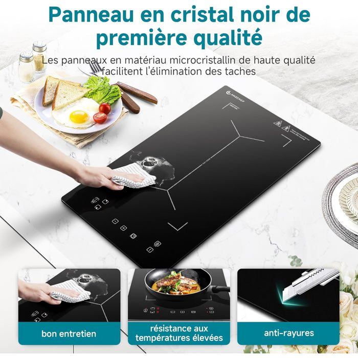 AMZCHEF Plaque Induction 4 Zones Flexibles 7400W - Cuisson Silencieuse Et Puissante