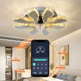 Ventilateur de plafond LED en cristal de 19 pouces avec lumière et télécommande pour régler 6 vitesses-0