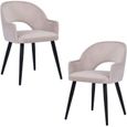 Lot de 2 fauteuil chaise salle à manger chaise salon bureau chambre chaise d'appoint velours rose clair style scandinave-0