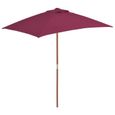 Homgeek Parasol Rectangulaire | Parasol de Jardin | Parasol d'extérieur | Parasol Balcon avec Mât en Bois 150 x 200 cm Bordeaux-0