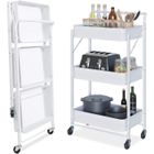 Dripex Desserte de Cuisine sur Roulettes Chariot de Rangement à 3 Niveaux avec Fonction Pliante pour Salon, Cuisine, Bureau, Salle d
