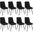 WAFTING Lot de 8 chaises de Salle à Manger rembourrées avec Dossier Haut et Design en Lin,Noir