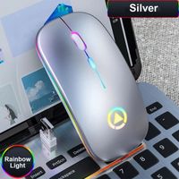 Souris Sans Fil Led Optique Ultra Mince Gamer Mouse Rechargeabe Avec Usb 4B GRIS