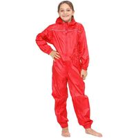 Filles Garçons Imperméable Enfants Rouge Flaque Combinaison Vêtements de Pluie Imperméable Encapuchonné Rainsuit 2-13 Ans