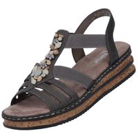 Sandales à coins pour femmes RIEKER - Gris - Basse - 0,67 - Violet - Textile - Adulte - A élastique - Compensé