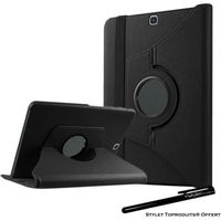 Housse Etui Noir pour Samsung Galaxy Tab S2 9.7 SM-T810 T815 Coque avec Support Rotatif 360° avec Stylet Toproduits®