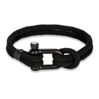 Zense - Bracelet manille nautique noir pour homme en corde tressé ZB0370