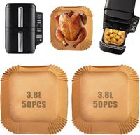 Papier Cuisson Pour Friteuse à Air Chaud, 100 Feuilles Papier Cuisson