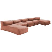 Oviala Gestreepte Modulaire Tuinset Voor 2 Personen Mixi Met Terracotta Frame