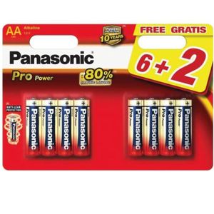 PILES Pile Alcaline Panasonic LR03 AAA PRO POWER - blister de 6 + 2 offertes