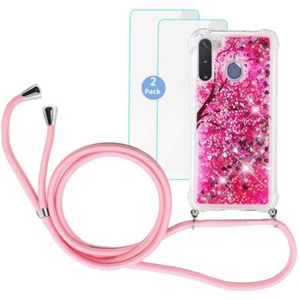 2ndSpring Coque avec Collier Compatible avec Samsung Galaxy A21S,Tour de Cou Lani/ère en Corde Pendentif Housse,Menthe Verte