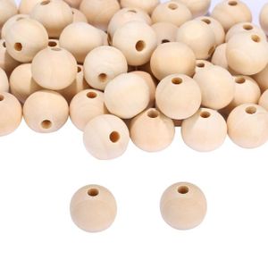 50pcs 12 mm Rond en Bois Boule Perle Spacer Naturel Inachevé À faire soi-même Craft Jewelry