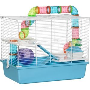 CAGE PawHut Cage à hamster rat rongeur 3 niveaux avec t