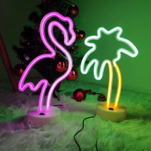 NÉON - ÉCLAIRAGE LED Néon Light Combinaison Flamingo Et Palmier Néon Li