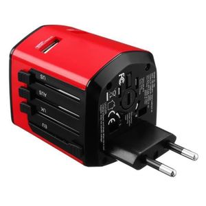 ADAPTATEUR DE VOYAGE Ywei Prise Adaptateur Voyage Dual USB Chargeur AC Power AU UK US EU ROUGE