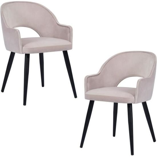 Lot de 2 fauteuil chaise salle à manger chaise salon bureau chambre chaise d'appoint velours rose clair style scandinave