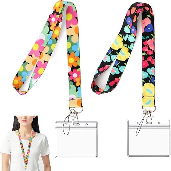 Tour De Cou Badge Porte Carte Transparent, 2 Ensembles De Courroie De